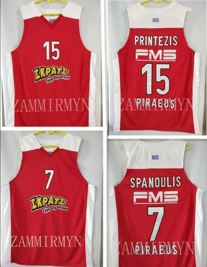 2010s Vassilis Spanoulis #7 Georgios Printezis #15 Greece Basketball Jersey