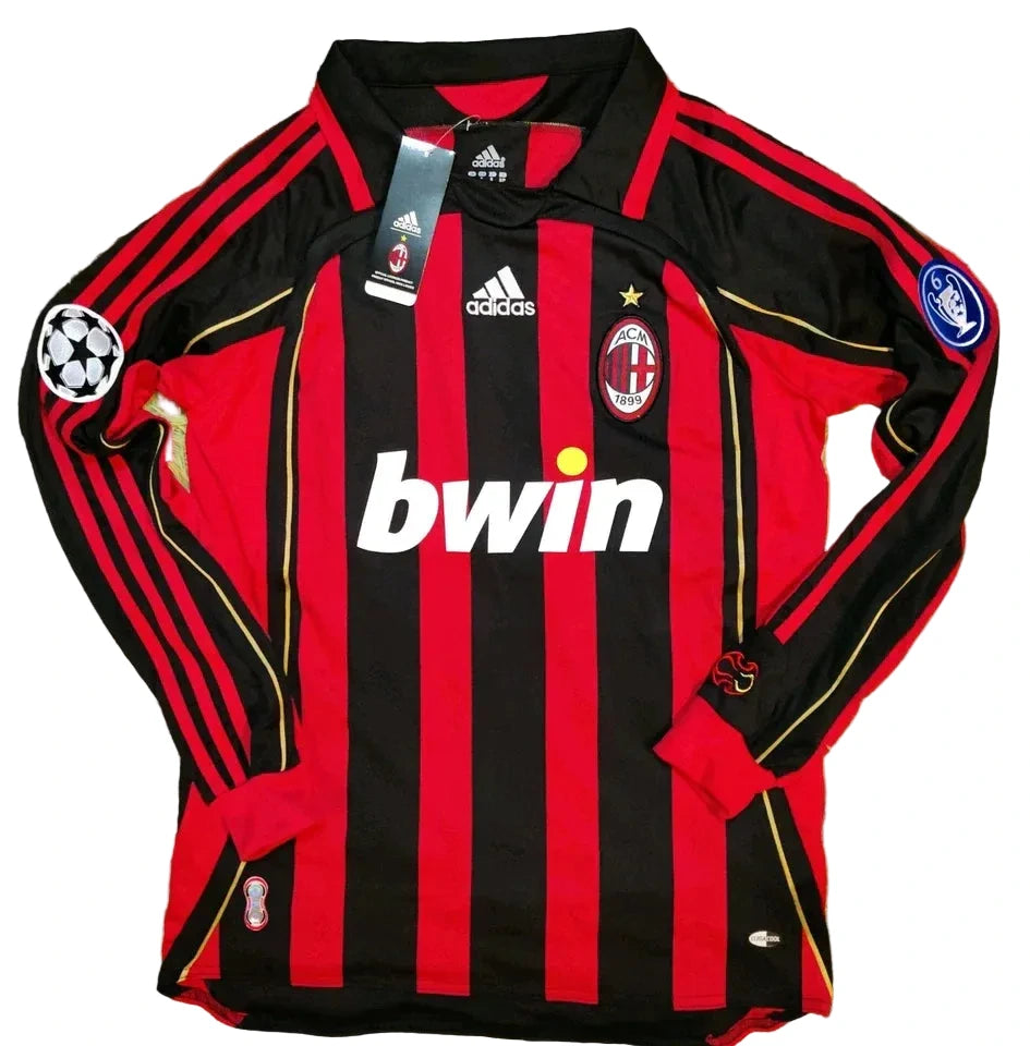 Throwback 2006/07 Paolo Maldini #3 AC Milan Long Sleeve Soccer Jersey Retro Vibe Jersey