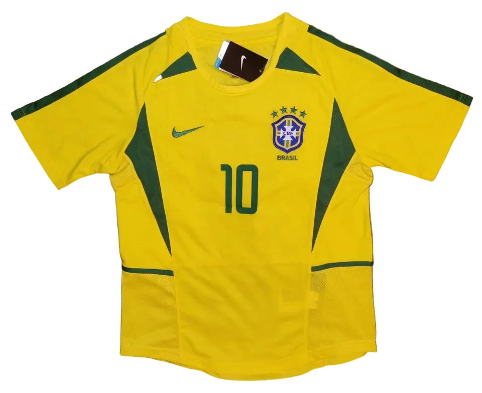Brazil Rivaldo #10 World Cup 2002 Home Soccer Jersey Retro Vibe Jersey