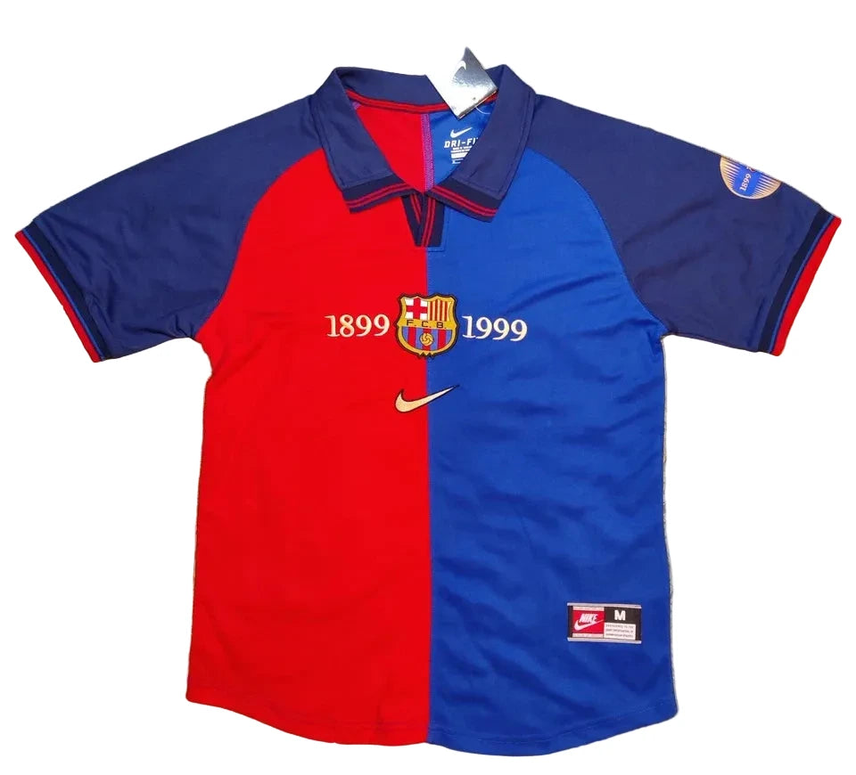 1999 Patrick Kluivert #9 Barcelona Team Home Soccer Jersey Retro Vibe Jersey