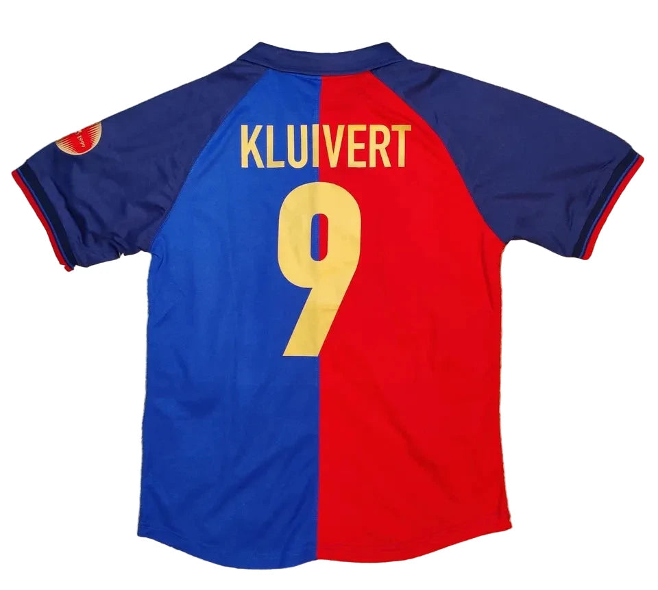 1999 Patrick Kluivert #9 Barcelona Team Home Soccer Jersey Retro Vibe Jersey
