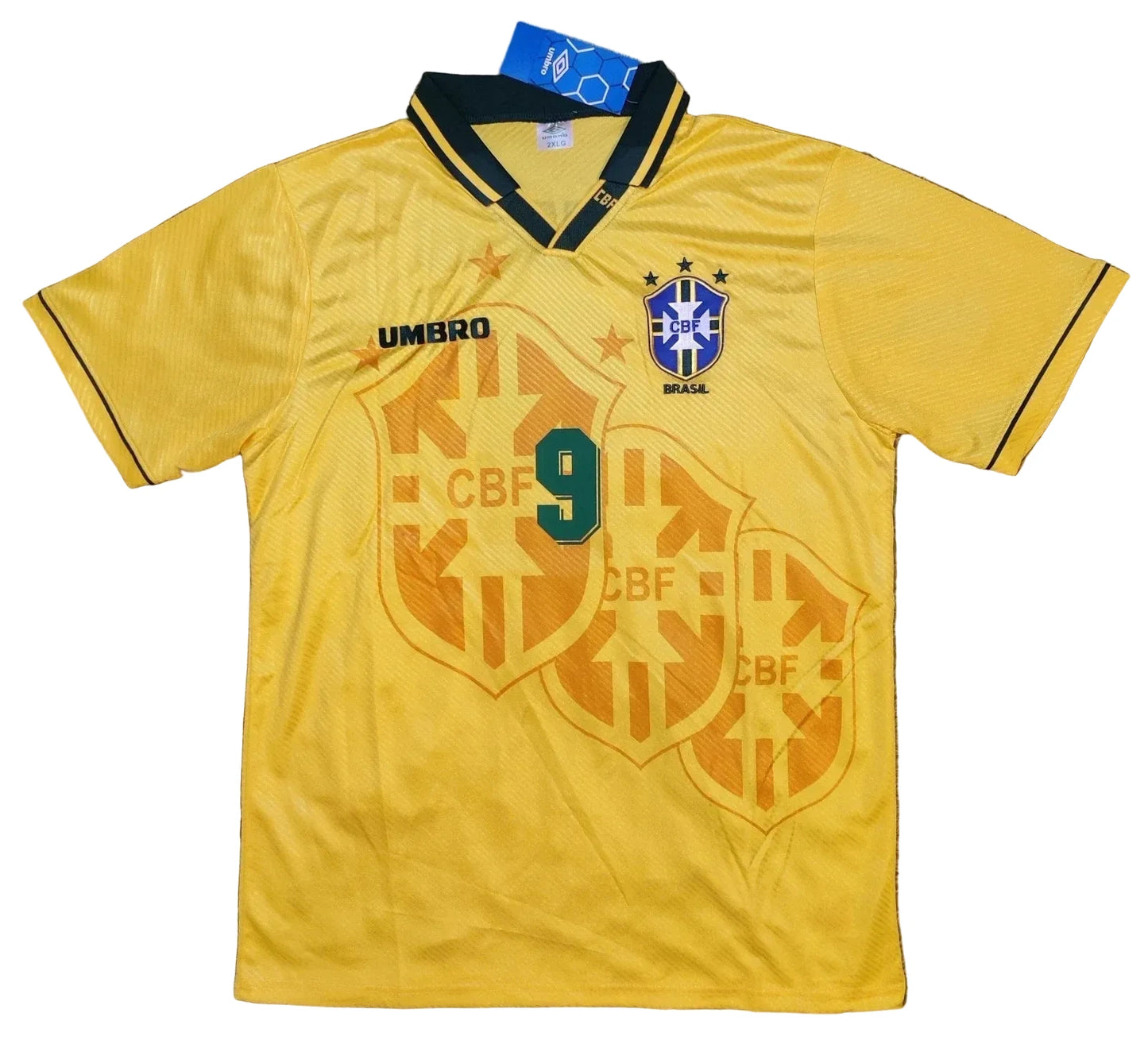 Brazil 1994 Ronaldo #9 World Cup Home Retro Soccer Jersey Shirt Kit Retro Vibe Jersey