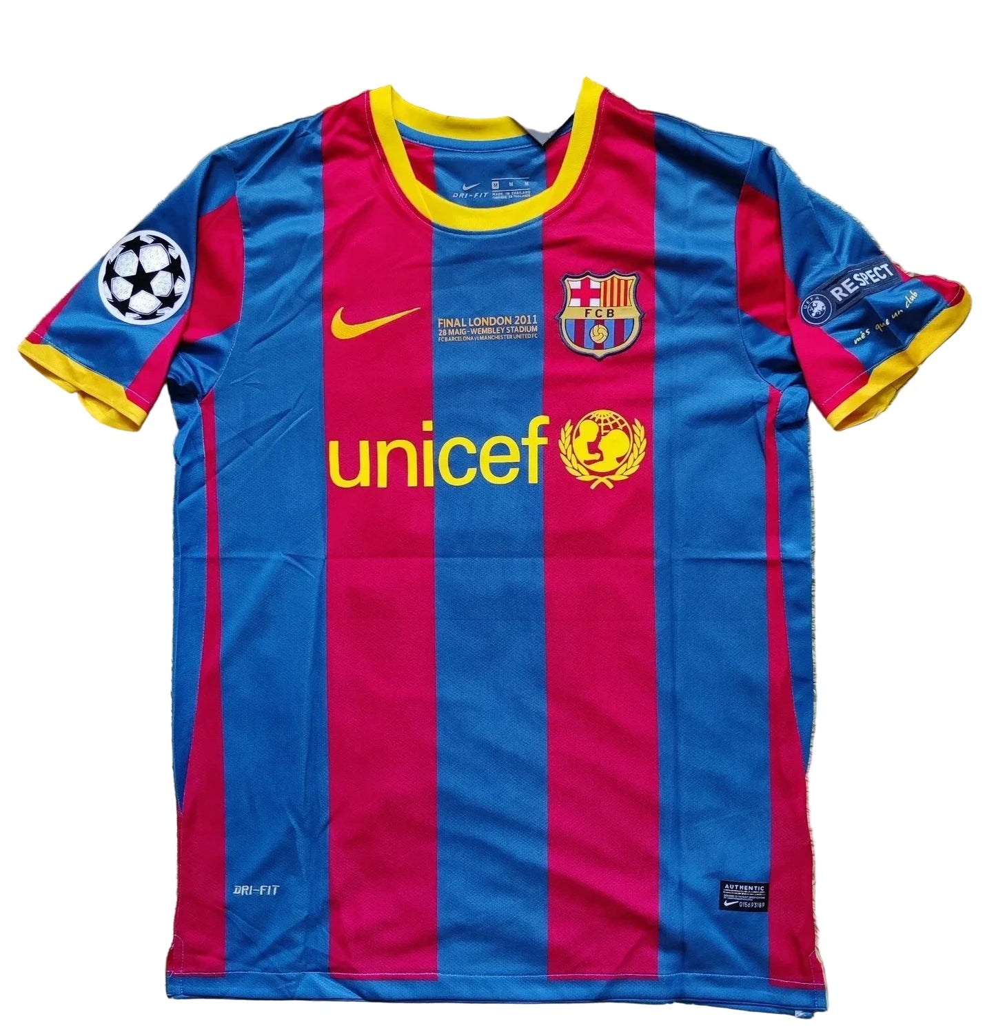 Barcelona FC Messi #10 2010/11 New UCL Final Home Soccer Jersey Retro Vibe Jersey