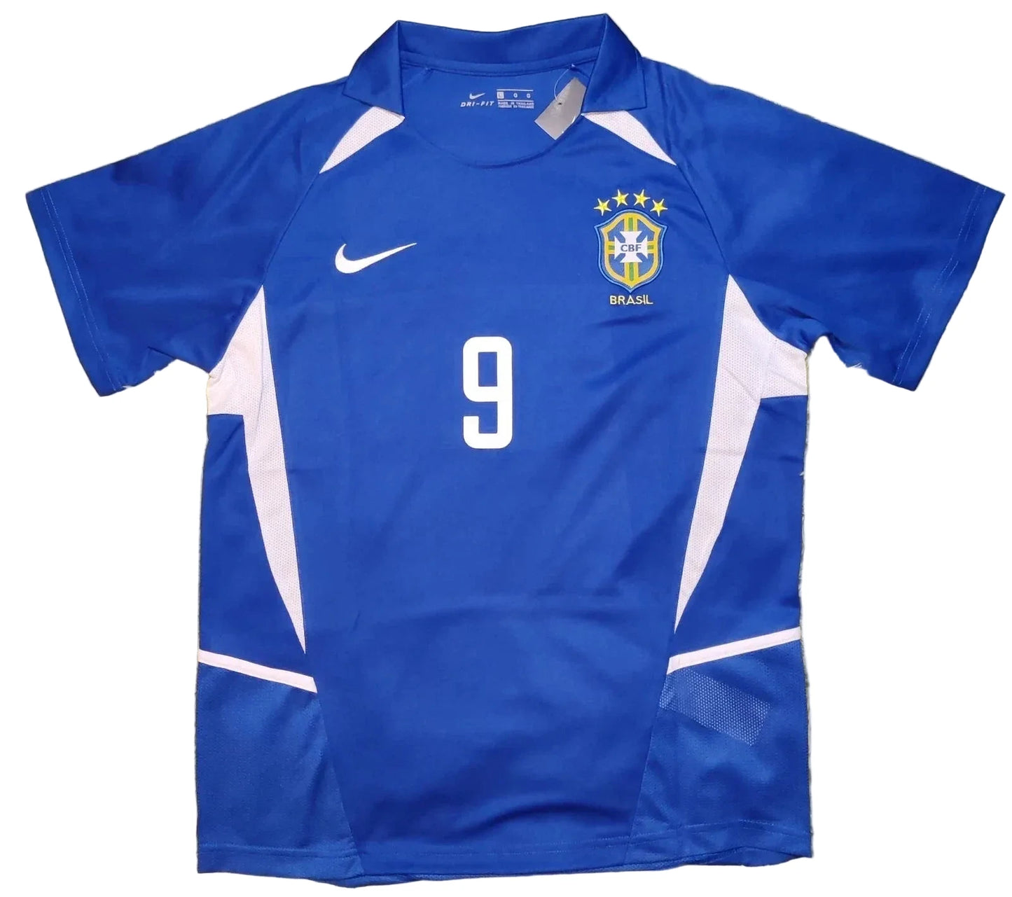 Brazil 2002 Away Ronaldo #9 Vintage Soccer Blue Jersey Retro Vibe Jersey