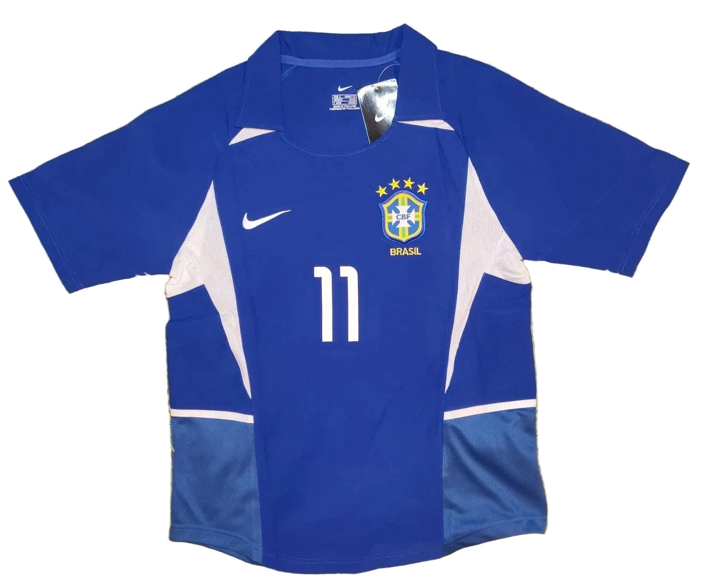 Brazil 2002 Away Ronaldinho #11 Retro Soccer Blue Jersey Retro Vibe Jersey