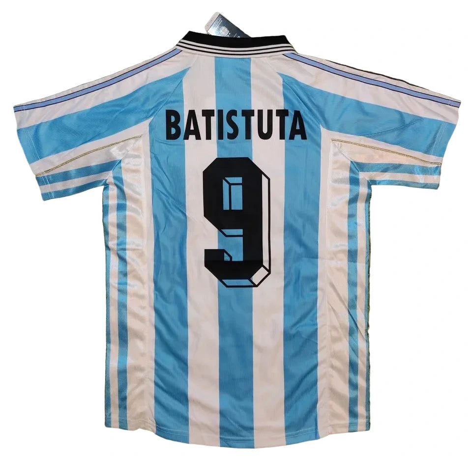 1998 Gabriel Batistuta #9 Argentina Team Home Soccer Jersey Retro Vibe Jersey