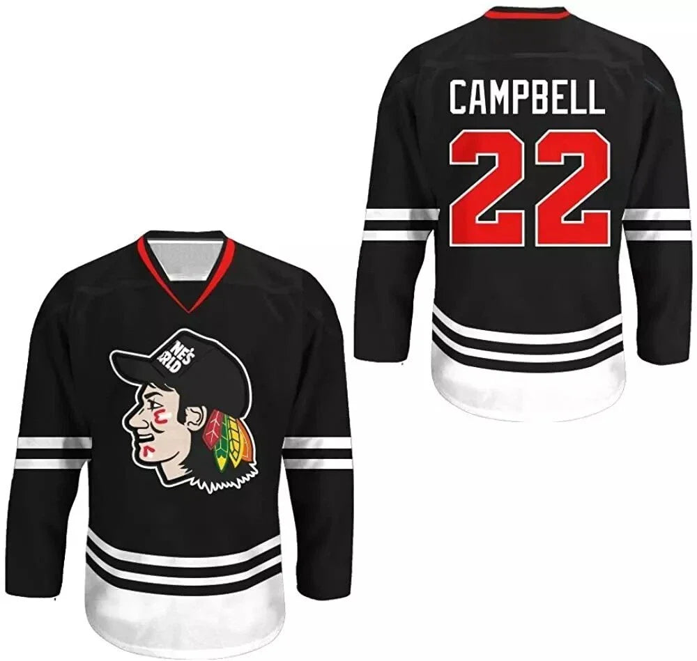 90s Charlie Campbell #22 Wayne's World Hockey Jersey