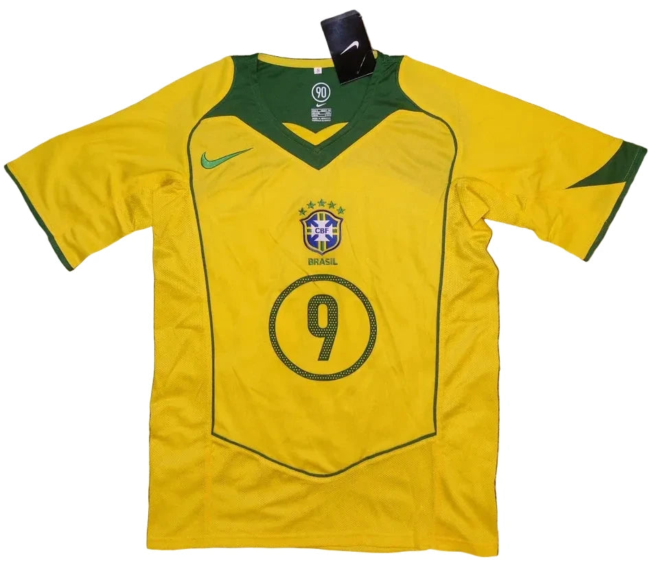 Brazil 2004 Home Ronaldo #9 Vintage Soccer Jersey Retro Vibe Jersey