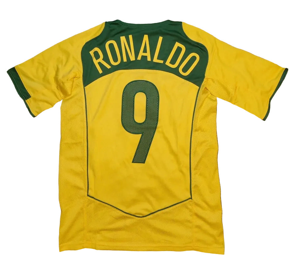 Brazil 2004 Home Ronaldo #9 Vintage Soccer Jersey Retro Vibe Jersey