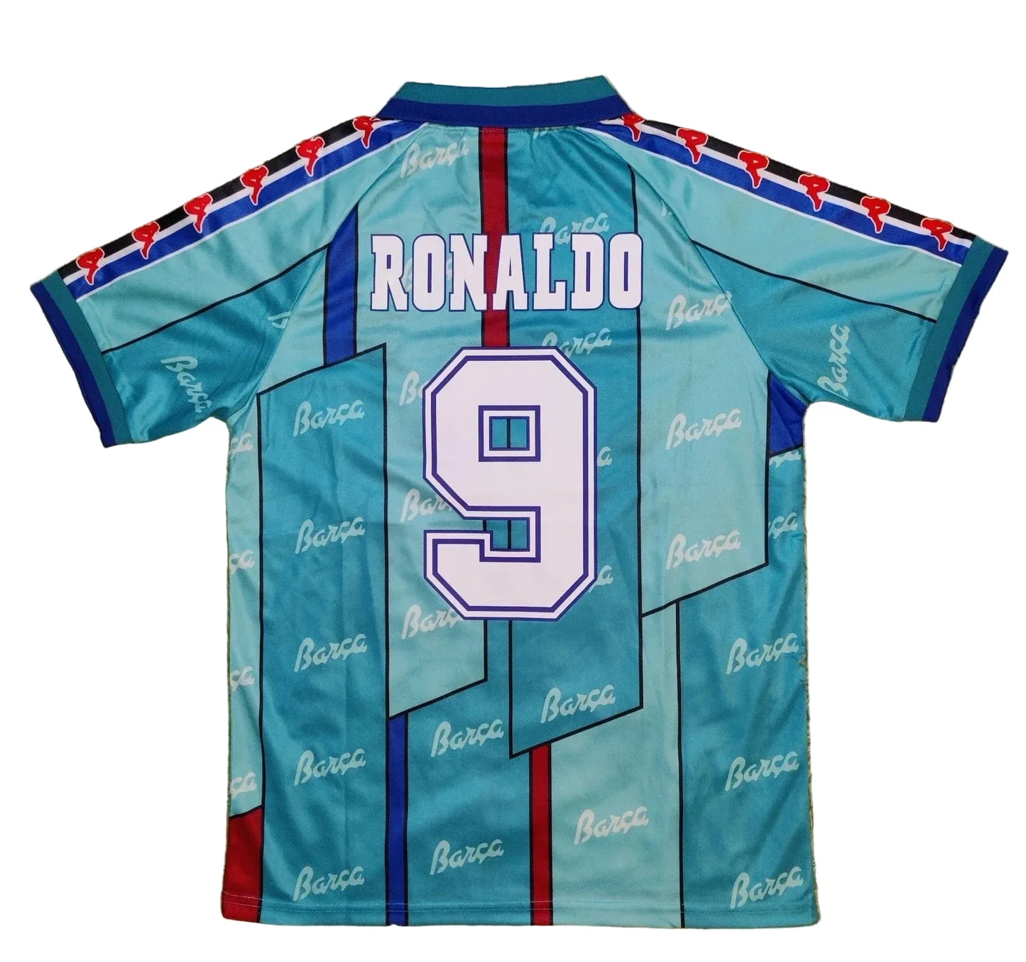 1996/97 Ronaldo #9 Barcelona Team Away Retro Soccer Jersey Retro Vibe Jersey