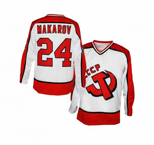 1980s Sergei Makarov #24 CCCP Russia Retro Special Hockey Jersey Retro Vibe Jersey