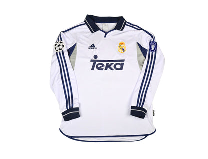 Luís Figo #10 Real Madrid 2000/01 home retro football jersey back view