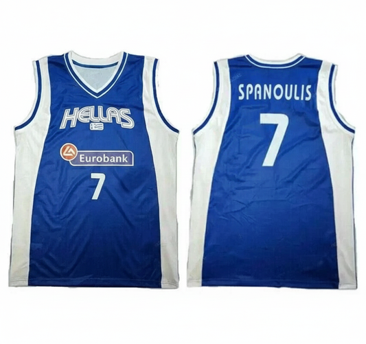 2008 Vassilis Spanoulis #7 Greece Team Retro Basketball Jersey Retro Vibe Jersey