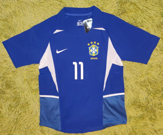 2002 Ronaldinho #11 Brazil Away Soccer Jersey