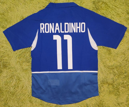 2002 Ronaldinho #11 Brazil Away Soccer Jersey