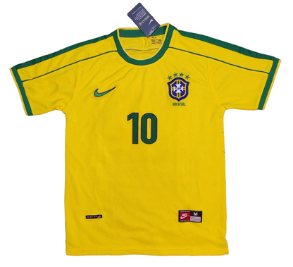 Brazil 1998 Home Rivaldo #10 Retro Soccer Jersey Retro Vibe Jersey