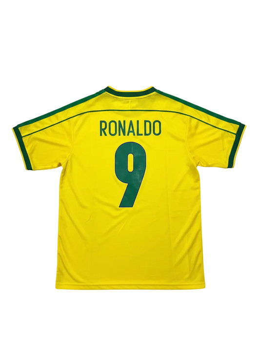 Yellow sports jersey with 'RONALDO' and number '9' on a white background