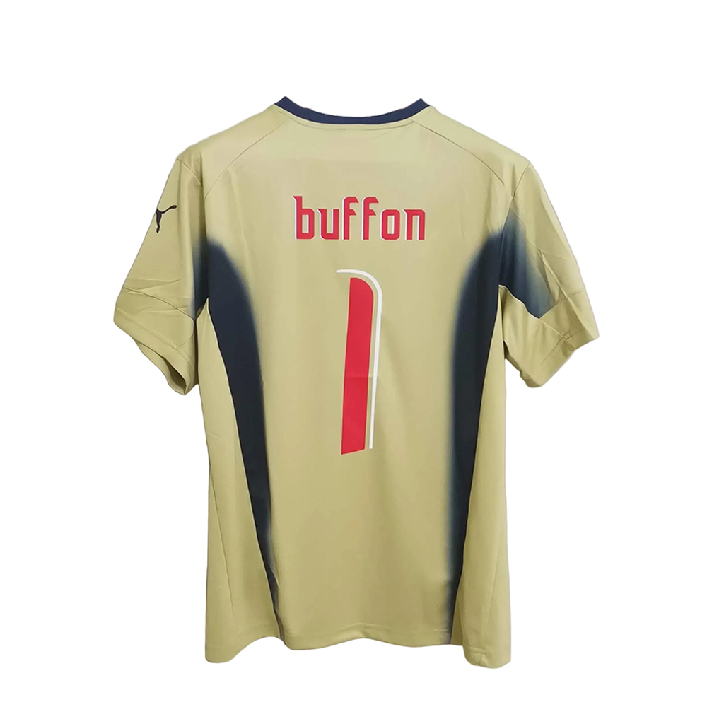 Soccer Jersey Brazil 2006 Home Goalkeeper Short Sleeve BUFFON #1 Name Set Blockcore Retro