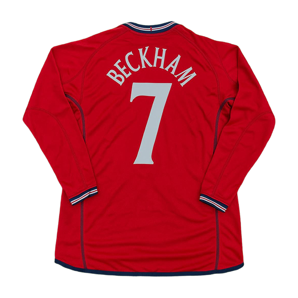 Red sports jersey with 'Beckham' and number '7' on a white background