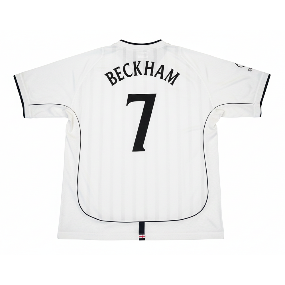 White sports jersey with 'Beckham' and number '7' on a white background