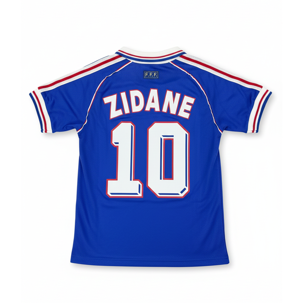 Soccer Jersey France 1998/99 Home ZIDANE #10 Short Sleeve Name Set Blockcore Retro