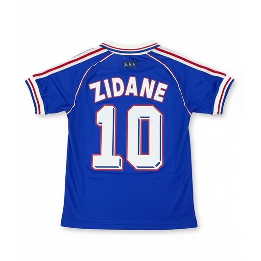 Soccer Jersey France 1998/99 Home ZIDANE #10 Short Sleeve Name Set Blockcore Retro