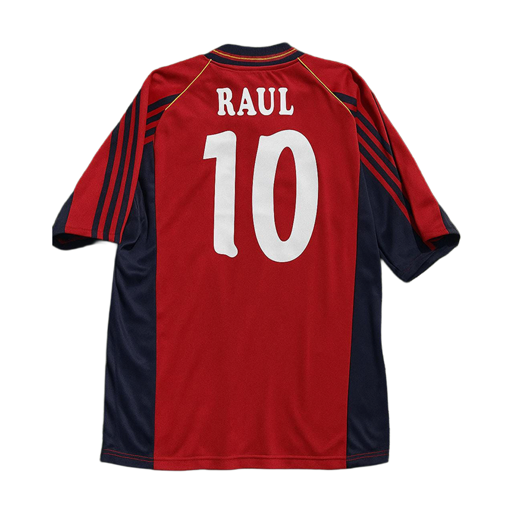 Red and navy sports jersey with 'RAUL' and number '10' on a white background