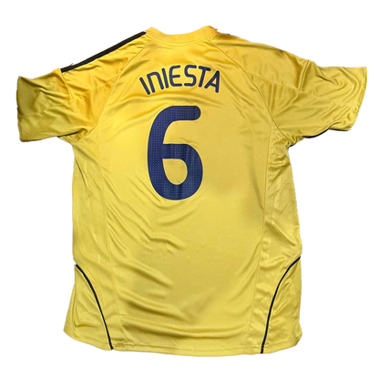 Spain 2008/09 Away Iniesta #6 Blockcore Retro Football Jersey Soccer Shirt