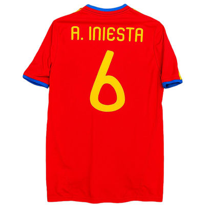 Soccer Jersey Spain 2010 Home Short Sleeve A. INIESTA #6 Name Set Blockcore Retro