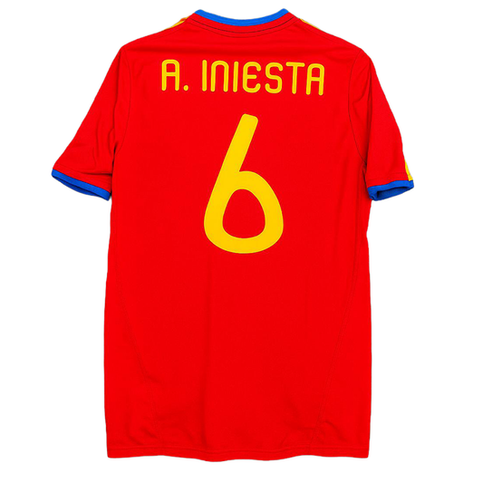 Soccer Jersey Spain 2010 Home Short Sleeve A. INIESTA #6 Name Set Blockcore Retro