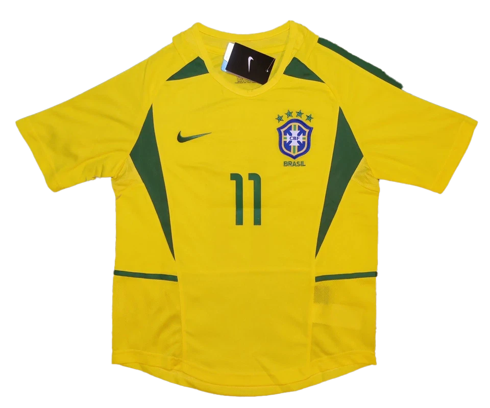 Throwback 2002 Ronaldinho #11 Brazil Home Soccer Jersey Retro Vibe Jersey