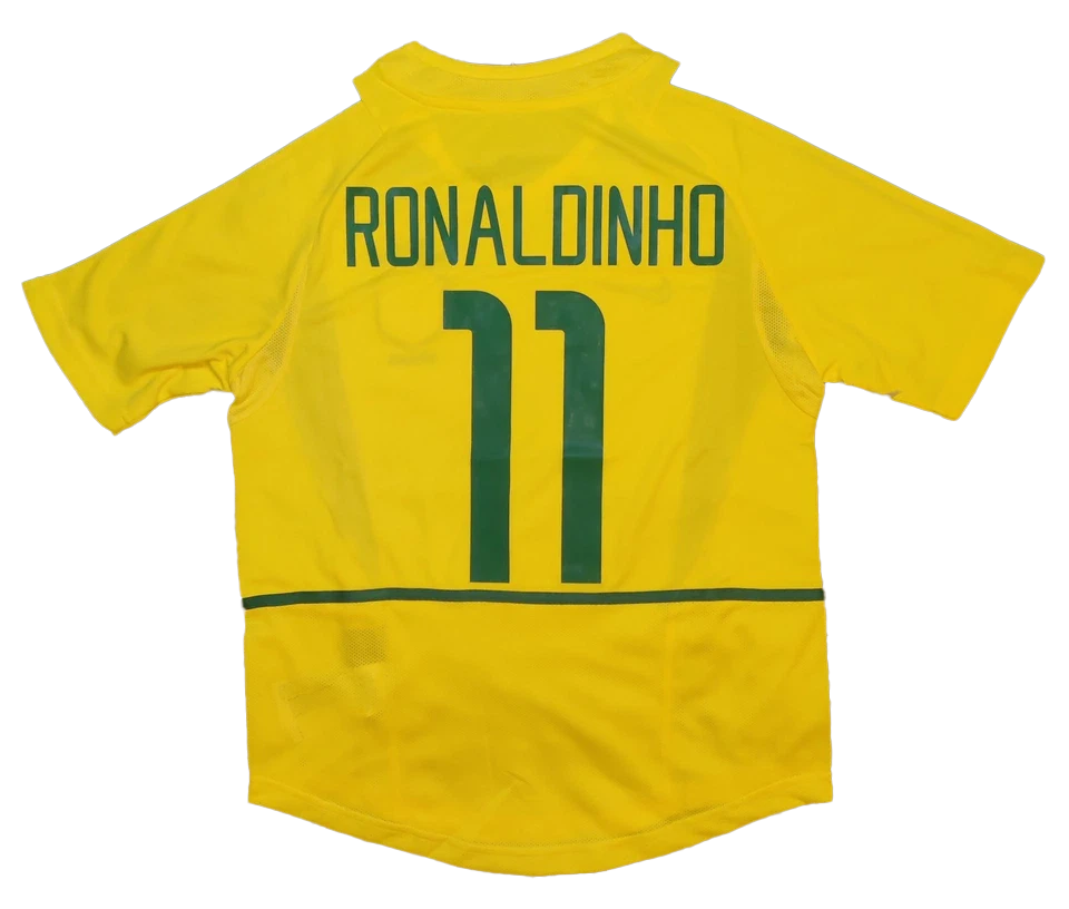 Throwback 2002 Ronaldinho #11 Brazil Home Soccer Jersey Retro Vibe Jersey