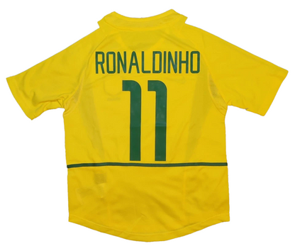 Throwback 2002 Ronaldinho #11 Brazil Home Soccer Jersey Retro Vibe Jersey