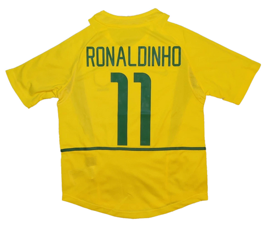Throwback 2002 Ronaldinho #11 Brazil Home Soccer Jersey Retro Vibe Jersey
