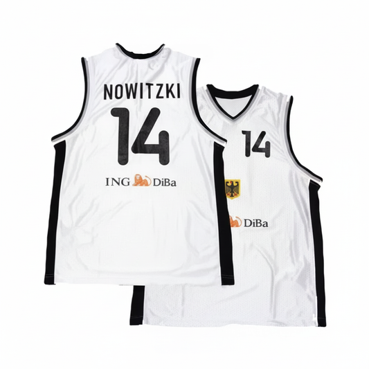 Throwback 90s Dirk Nowitzki #14 Team Germany Basketball Jersey Retro Vibe Jersey