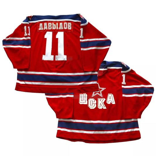 Vintage 80s Igor Davydov #11 CSKA Central Red Army Hockey Jersey Retro Vibe Jersey