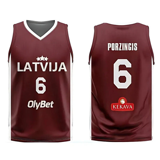 2020s Kristaps Porziņģis #6 Latvia Basketball Jersey