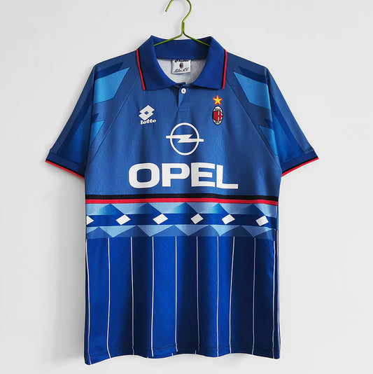 AC Milan 1995-1996 Away Fourth Blue Retro Football Shirt – Classic Vintage Soccer Jersey