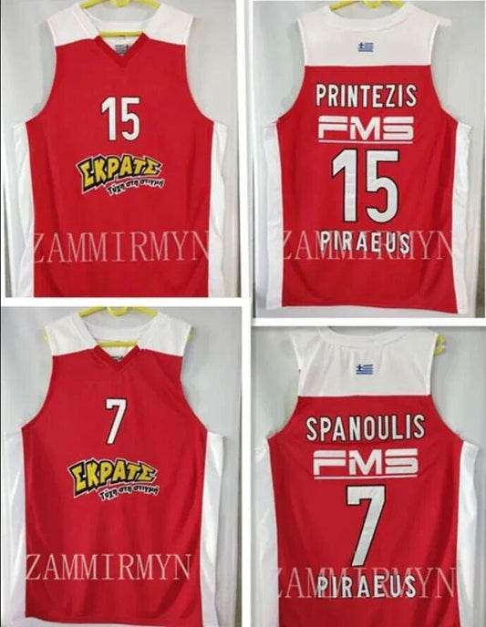 2010s Vassilis Spanoulis #7 Georgios Printezis #15 Greece Basketball Jersey