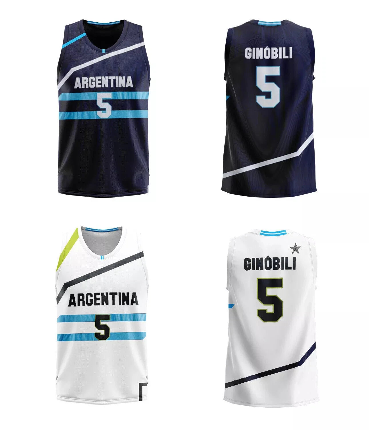 2012 Manu Ginóbili #5 Team Argentina Basketball Jersey