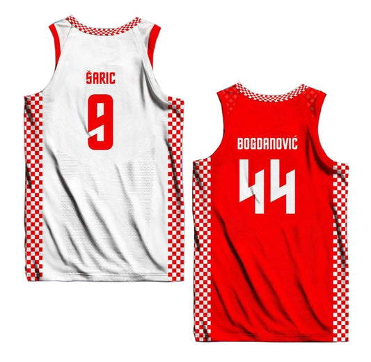 2024 Bojan Bogdanović #44 Dario Šarić #9 Croatia Basketball Jersey