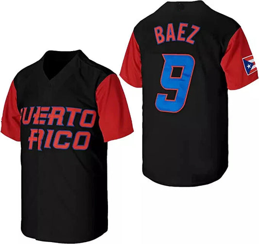 2017 Javier Báez #9 Puerto Rico Baseball Jersey