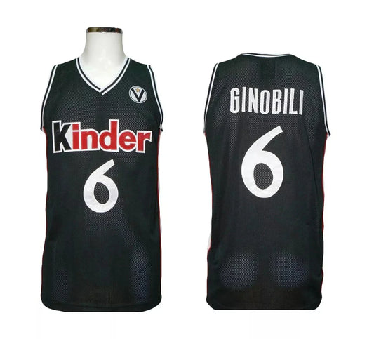 2001 Manu Ginobili #6 Kinder Bologna Basketball Jersey