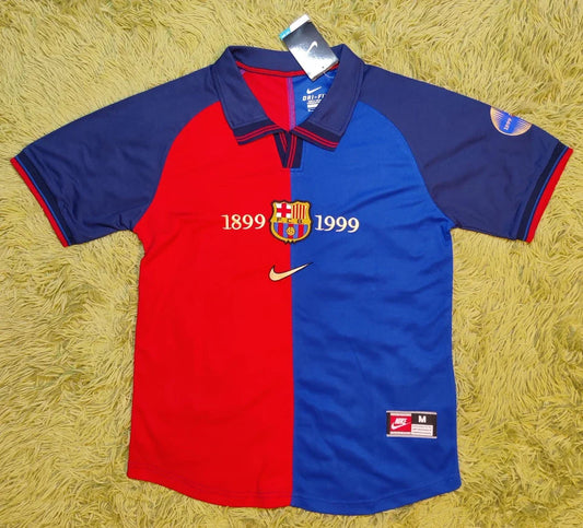 1999 Patrick Kluivert #9 Barcelona Home Soccer Jersey