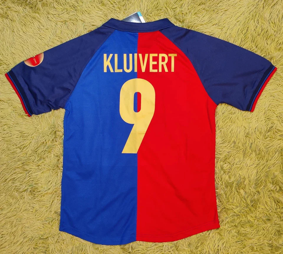 1999 Patrick Kluivert #9 Barcelona Home Soccer Jersey
