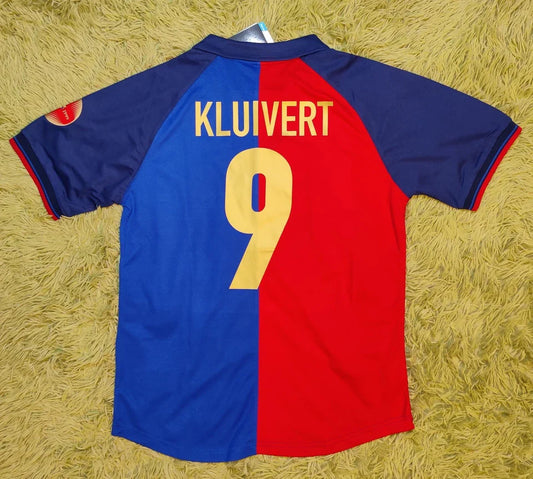 1999 Patrick Kluivert #9 Barcelona Home Soccer Jersey