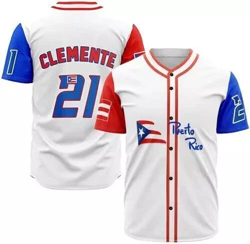 Puerto Rico 2023 Clemente #21 Correa Baez Molina Lindor Rodriguez Baseball Jersey
