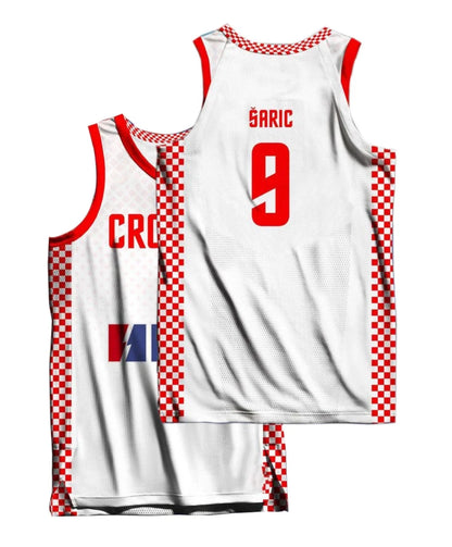 2024 Bojan Bogdanović #44 Dario Šarić #9 Croatia Basketball Jersey