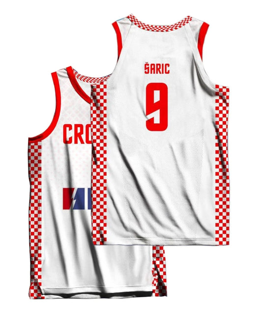 2024 Bojan Bogdanović #44 Dario Šarić #9 Croatia Basketball Jersey