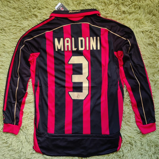 2006 Paolo Maldini #3 AC Milan Long Sleeve Jersey
